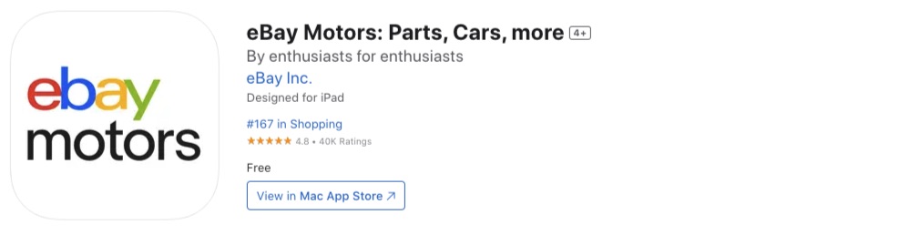 Ebay Motors mobile app made with flutter