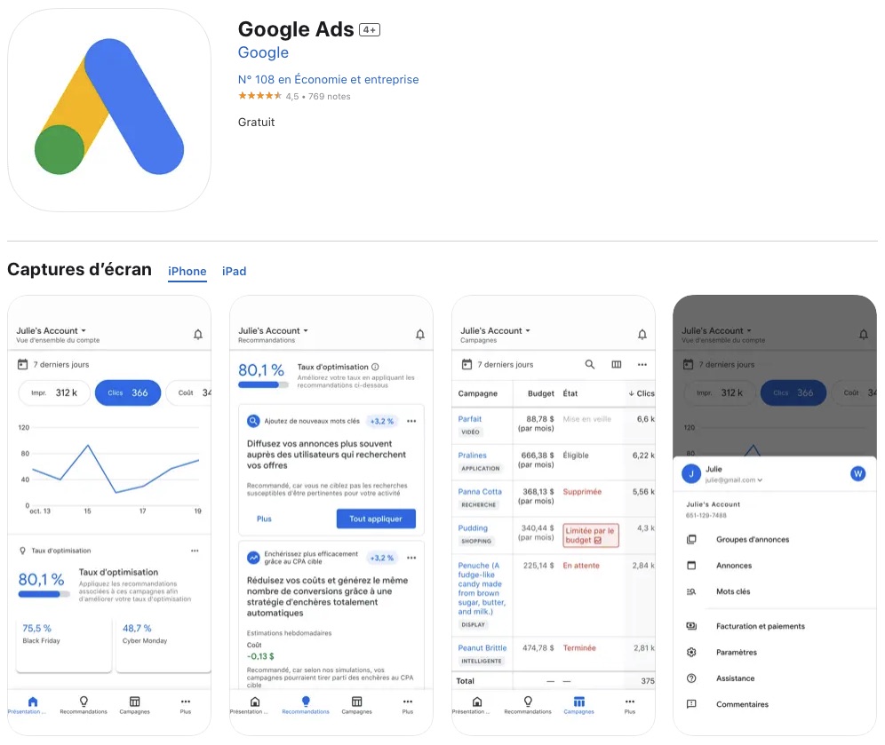 Google Ads mobile app made with flutter