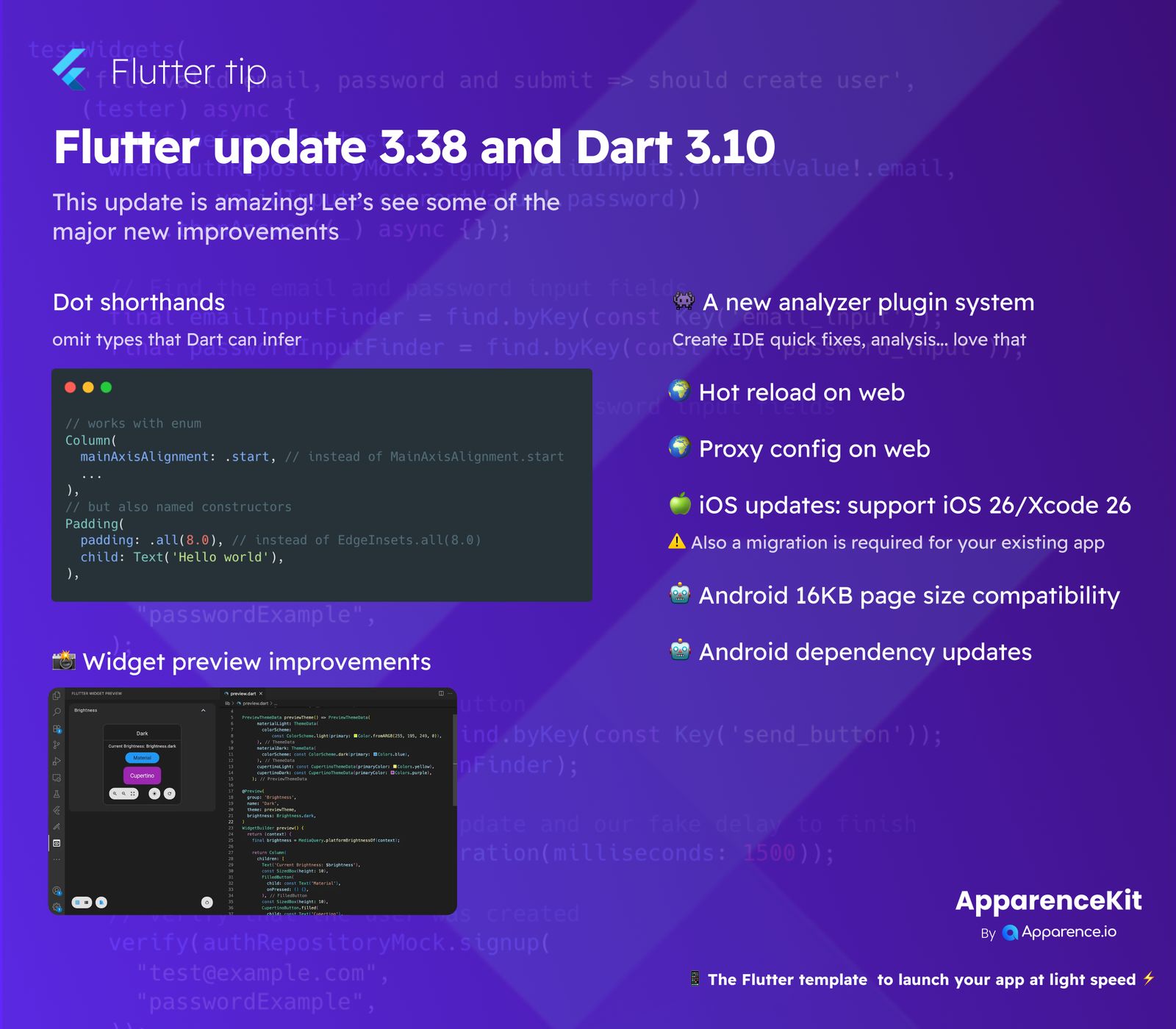 Flutter 3.38 and Dart 3.10
