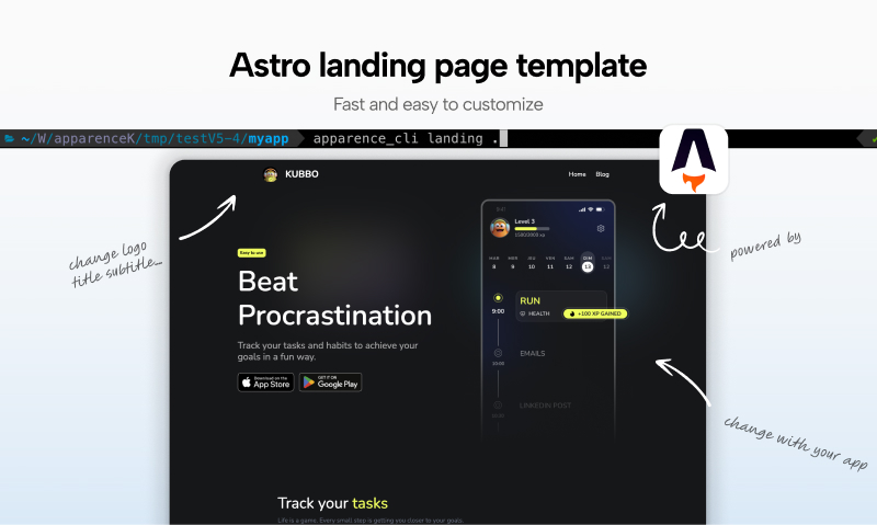 ApparenceKit V5 landing page template for your mobile app
