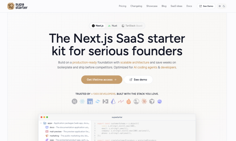 supastarter homepage