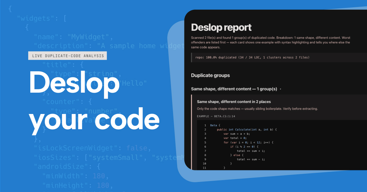 Deslop: Find Duplicate Code in Your Flutter App