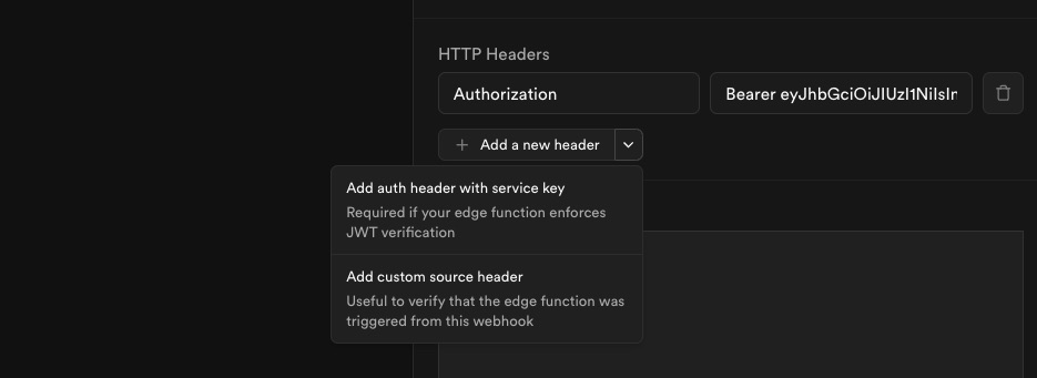 Add auth header with service key