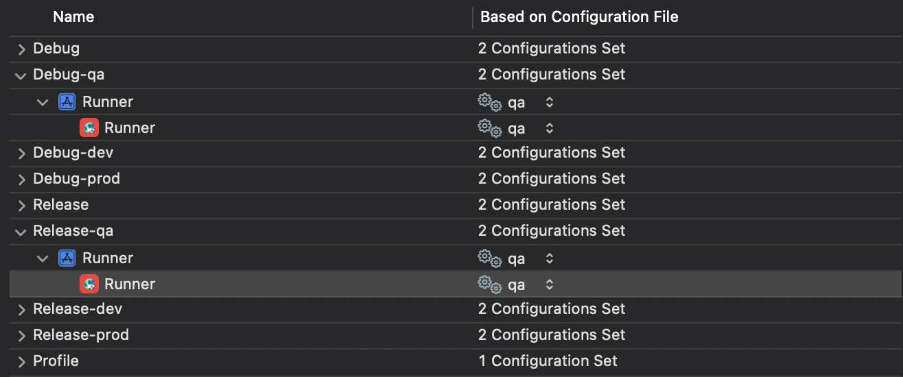 flutter xcode duplicate scheme configuration