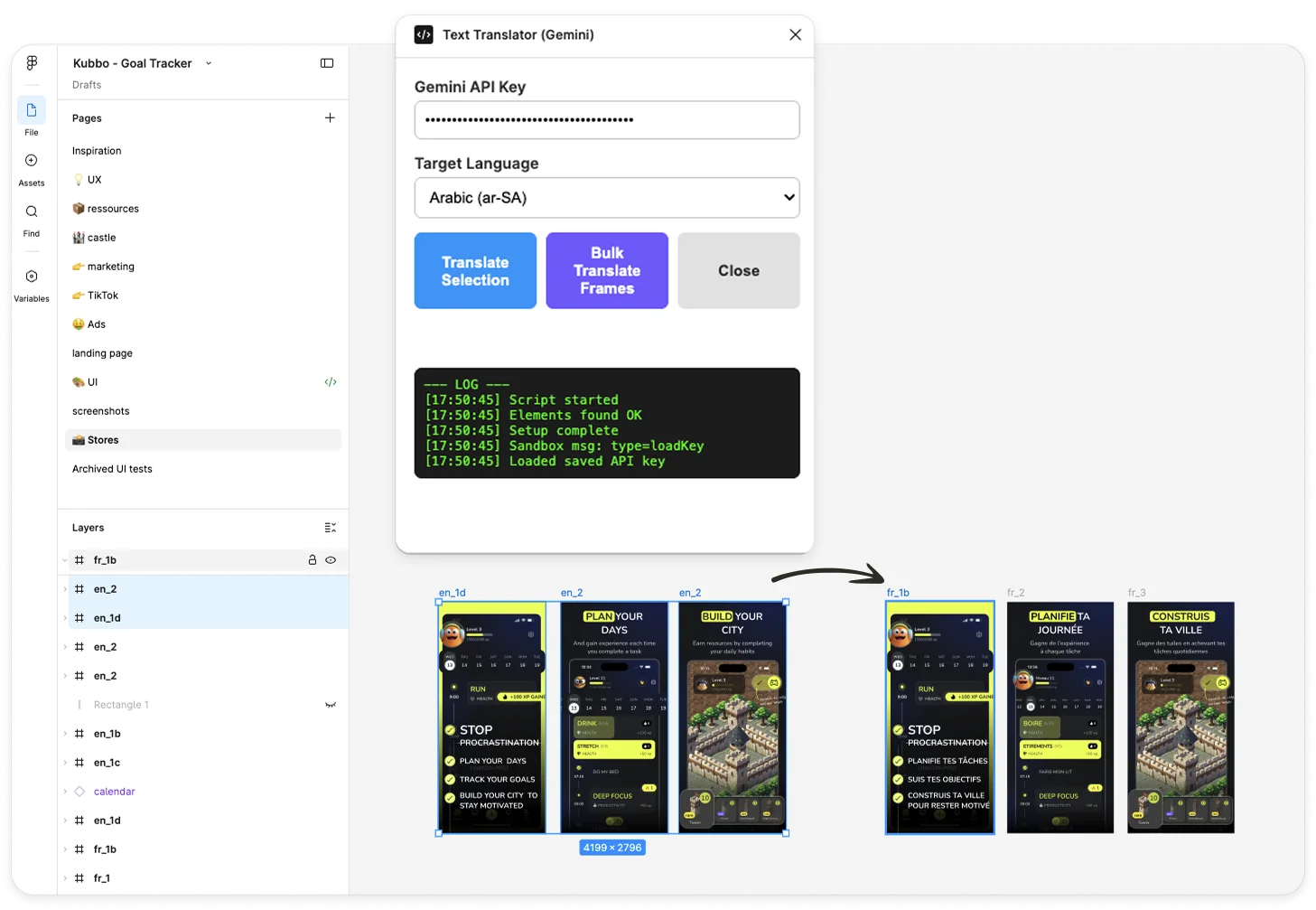 Figma plugin translating App Store screenshots into multiple languages