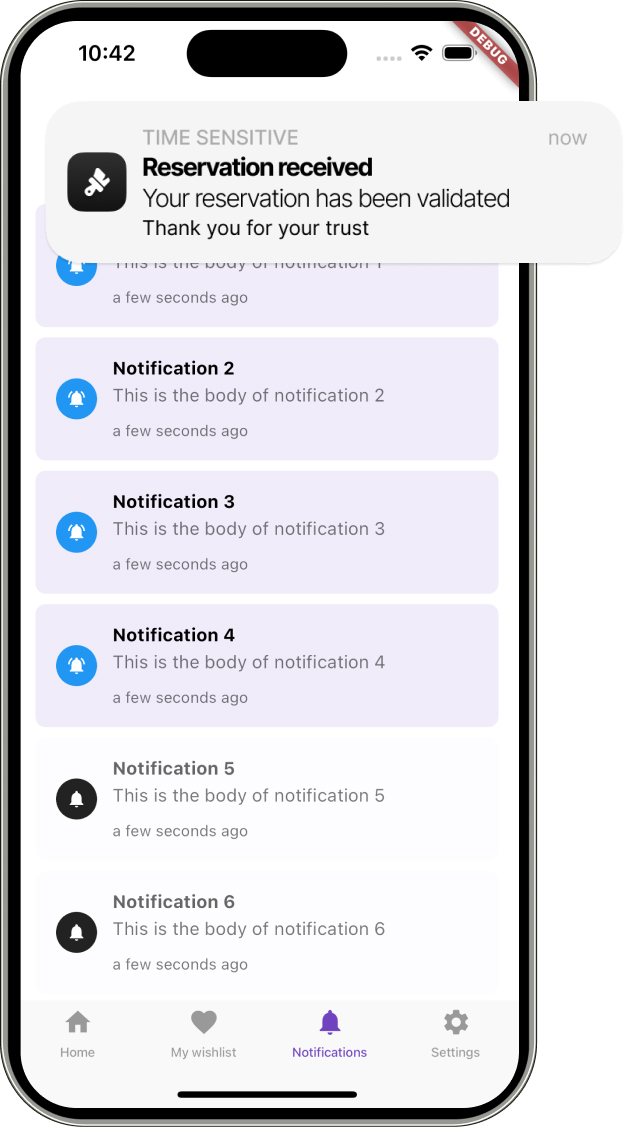 flutter notifications screen boilerplate