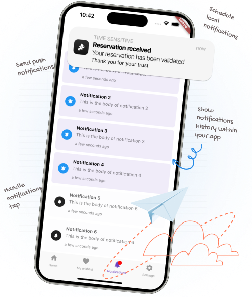 notification screen template made with flutter and firebase