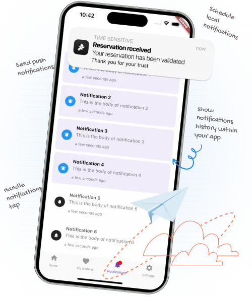 notification screen template made with flutter and firebase