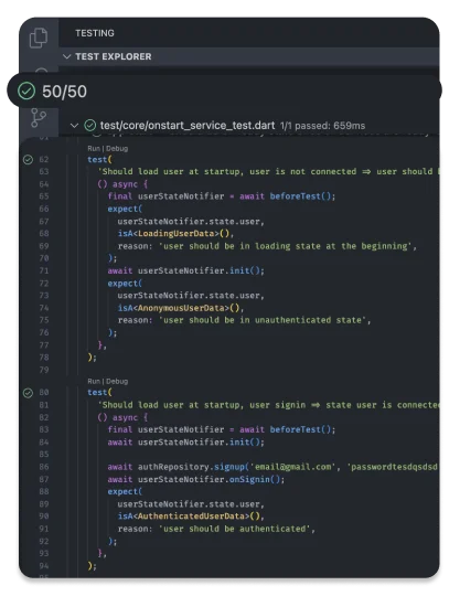 Flutter anonymous auth template code with Riverpod state management and unit tests
