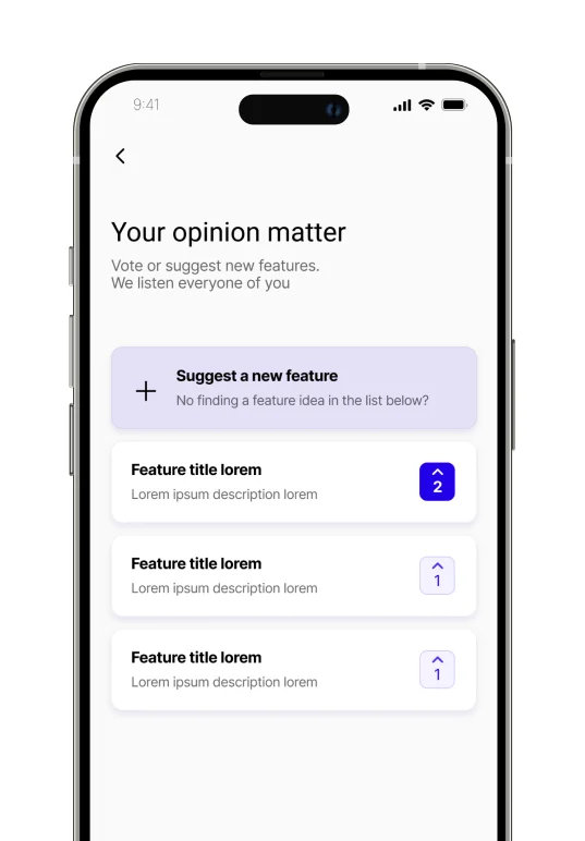 Flutter feature vote template with proposed features list and vote counts