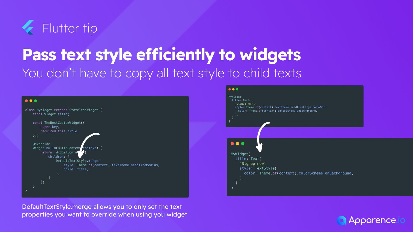 Pass text style efficiently to widgets  blog card image