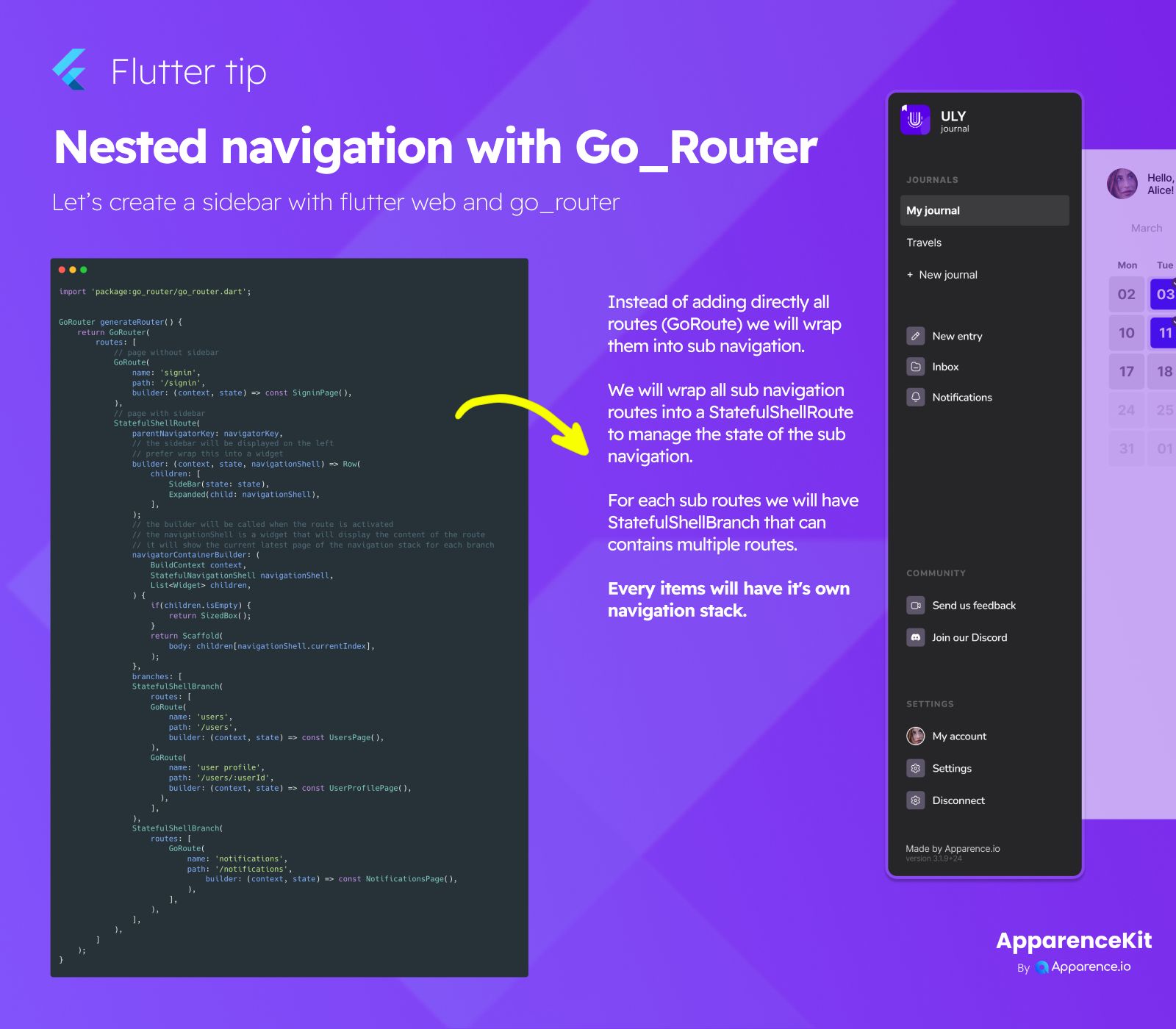 Nested navigation with Go_Router  blog card image