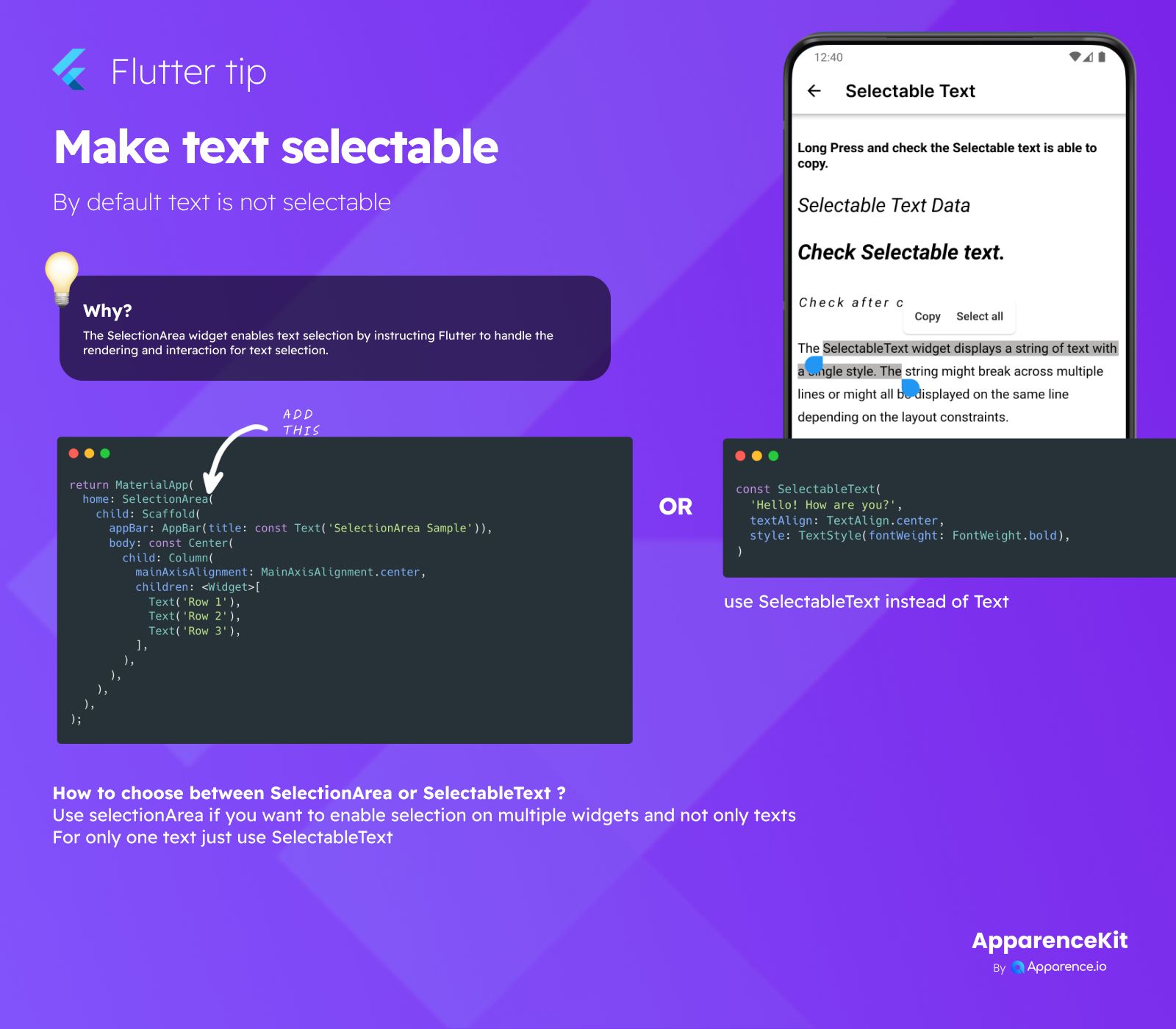 Make text selectable  blog card image