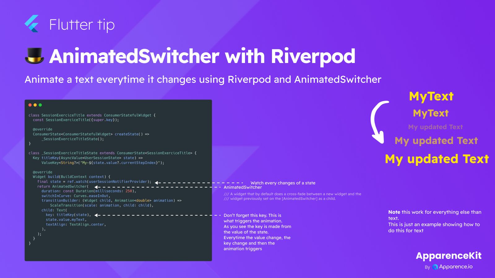 AnimatedSwitcher with Riverpod  blog card image