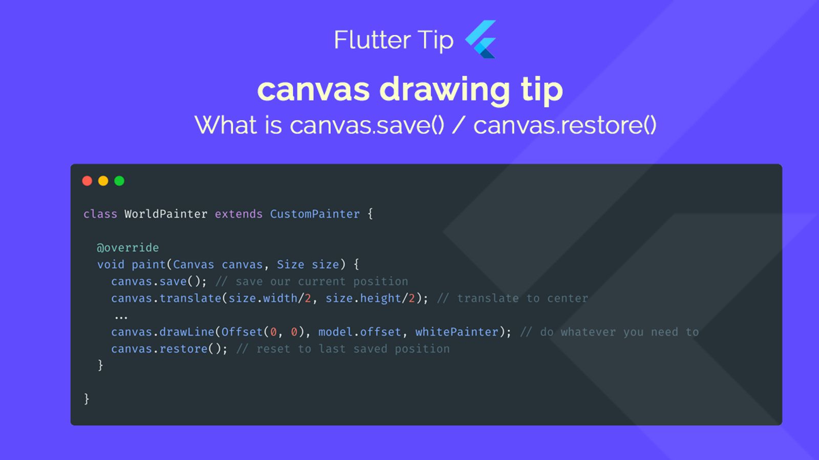 Flutter Canvas, what does canvas.save() and canvas.restore() do?  blog card image