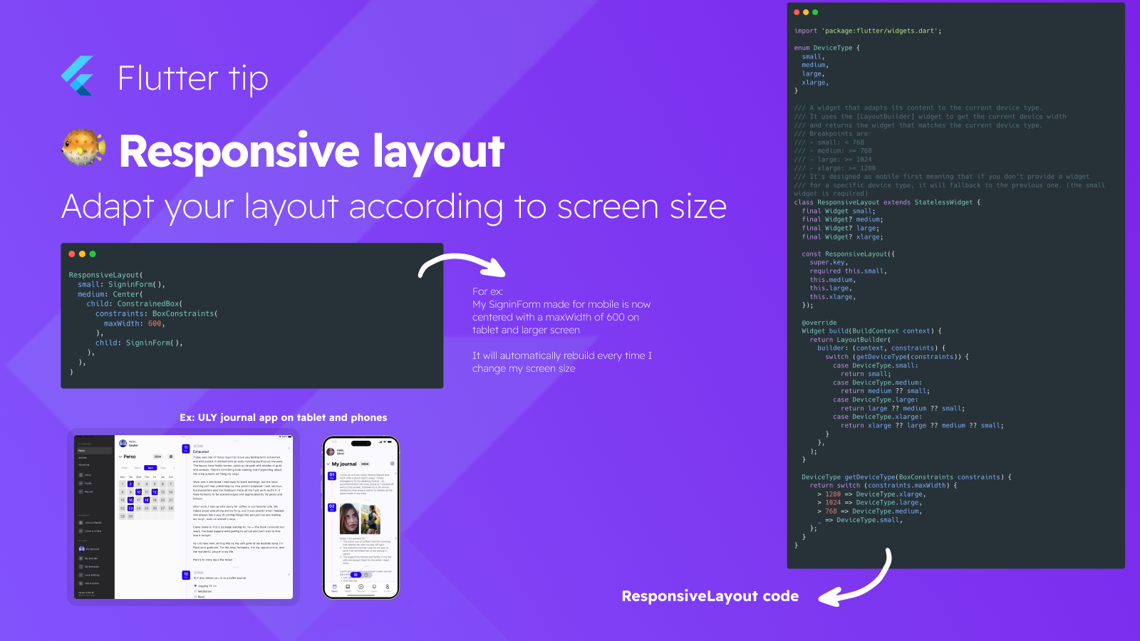 Flutter tips: how to create a responsive layout  blog card image