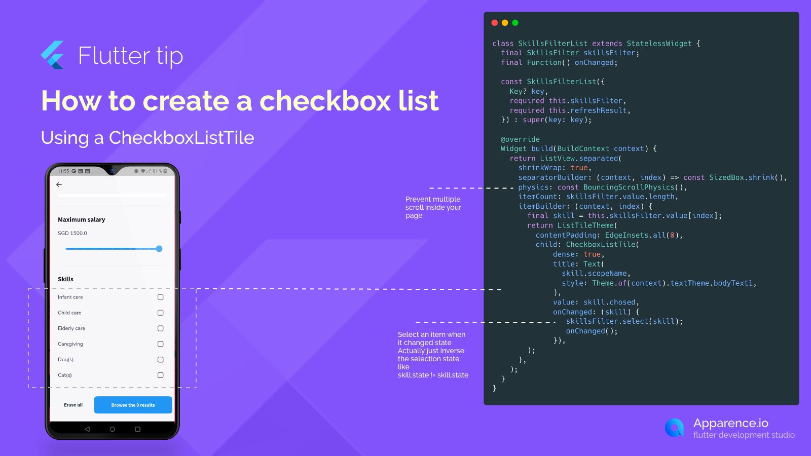 How to create a checkbox list Using a CheckboxListTile  blog card image